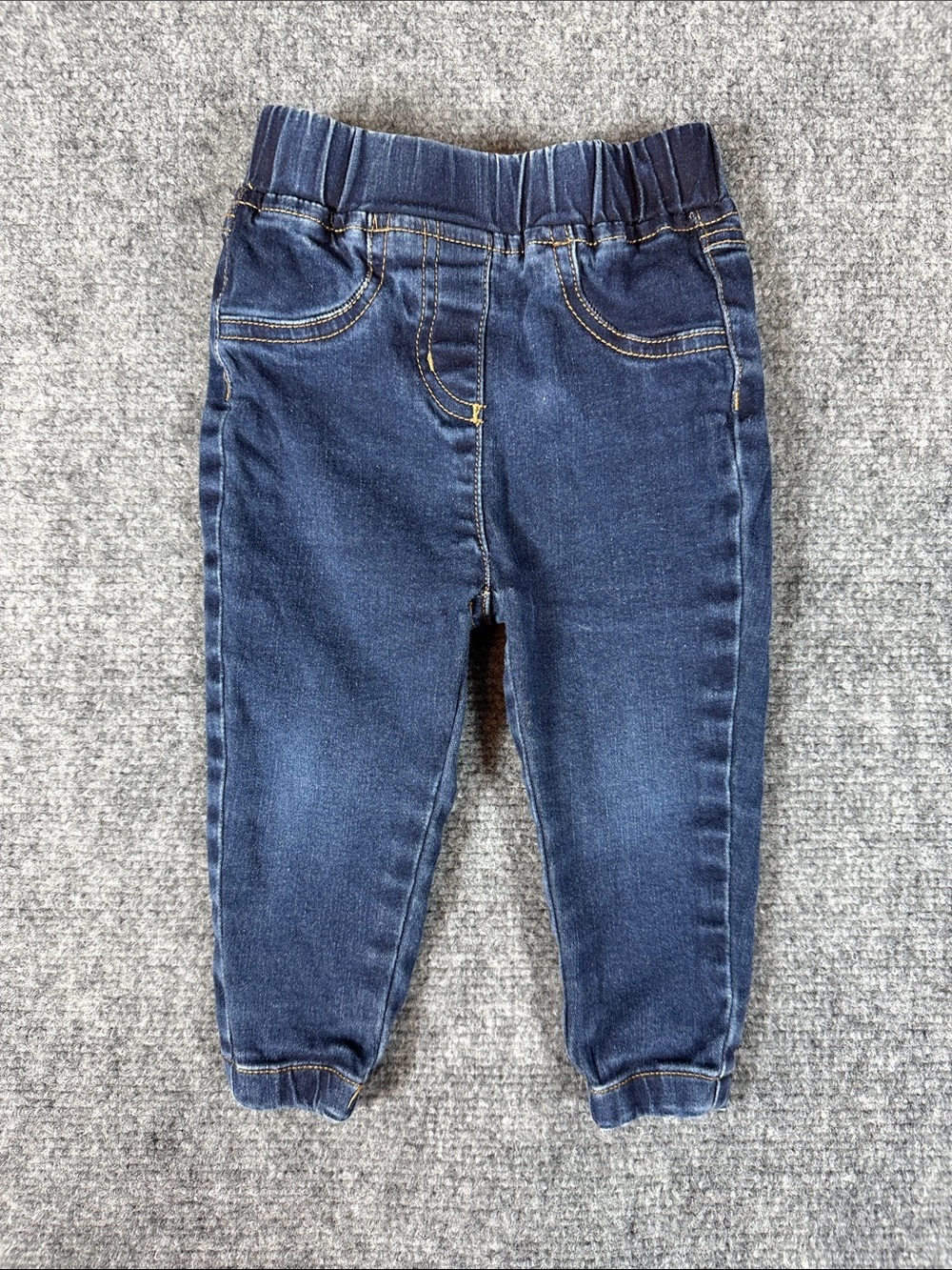Hanna Andersson Dark Blue Elastic Waist Denim Jeans Organic Cotton 12-18 Months